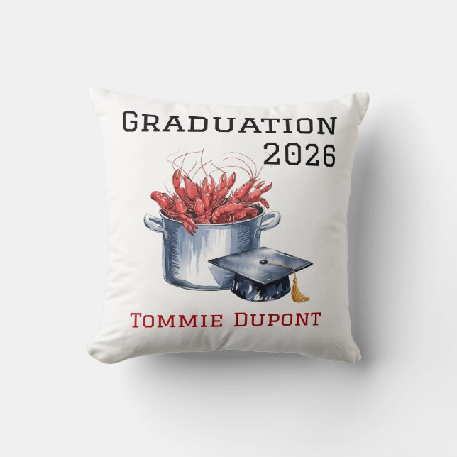 Crawfish & Caps: A Boiled Graduation Celebration  Throw Pillow (Front)