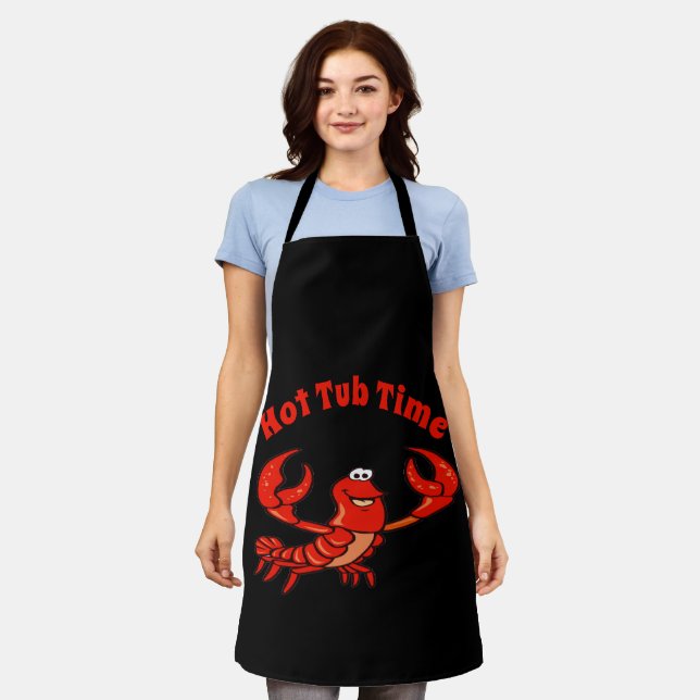 Crawfish Cartoon Design add text, Apron (Worn)