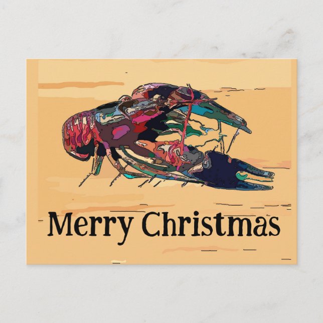 Crawfish Christmas Holiday Postcard (Front)