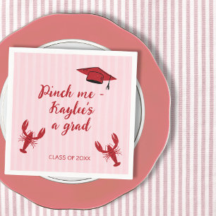 Crawfish Class Of 2026 Pink Graduation Party Napkins