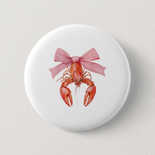 Crawfish Coquette Bow Crawfish Boil Lobster Cajun  Button (Front)