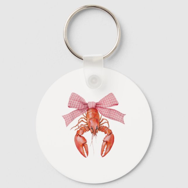 Crawfish Coquette Bow Crawfish Boil Lobster Cajun  Keychain (Front)