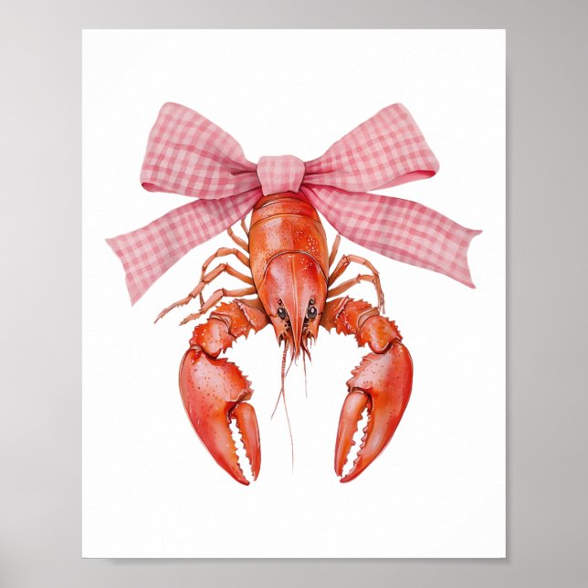 Crawfish Coquette Bow Crawfish Boil Lobster Cajun  Poster (Front)