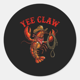 Crawfish cowboy yee claw crayfish lobster men boys classic round sticker