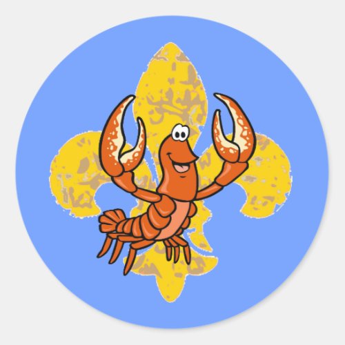 Crawfish Fleur De Lis Classic Round Sticker