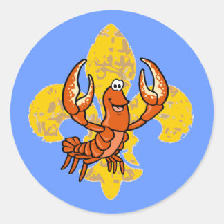Crawfish Fleur De Lis Classic Round Sticker