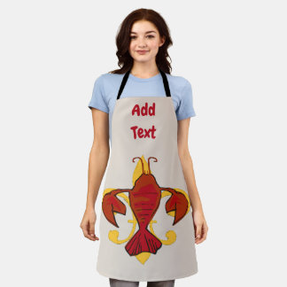 Crawfish Fleur De Lis, edit & add text, Apron