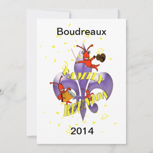Crawfish  Fleur de Lis Family Reunion Custom Invitations