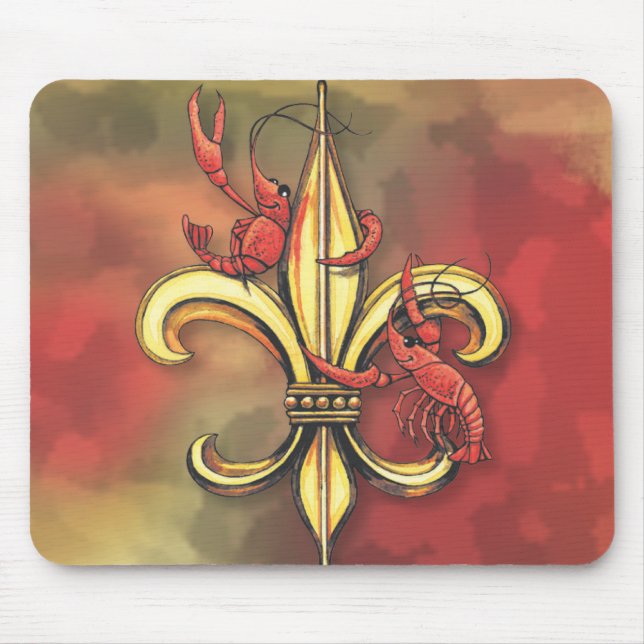 Crawfish Fleur De Lis Mouse Pad (Front)