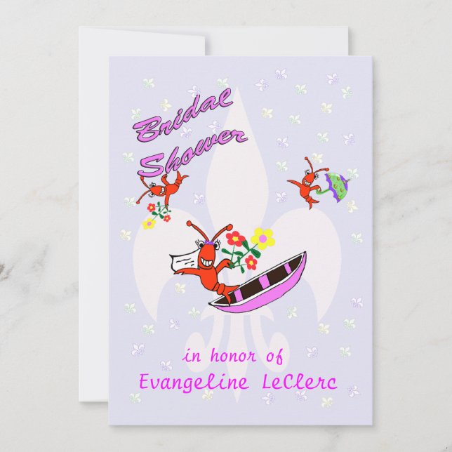 Crawfish Fleur de Lys Bridal Shower Invitation (Front)