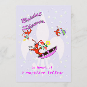 Crawfish Fleur de Lys Bridal Shower Invitation
