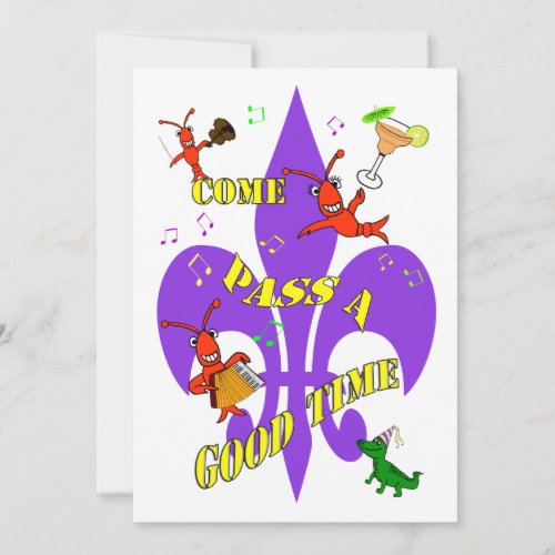 Crawfish Fleur de Lys Party Invitation