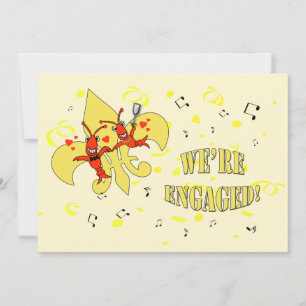 Crawfish Gold Fleur de Lis Engagement Party Invitation