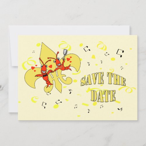 Crawfish Gold Fleur de Lis Save the Date Cards