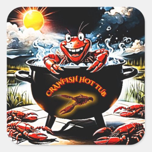Crawfish Hot Tub Square Sticker