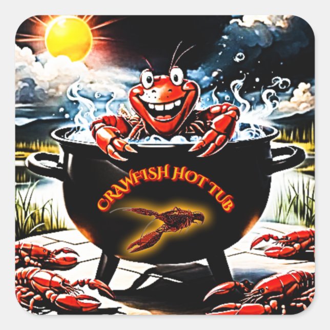 Crawfish Hot Tub Square Sticker (Front)
