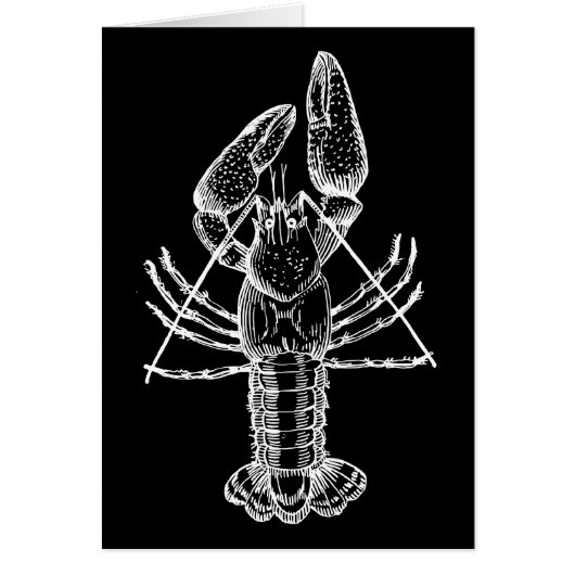 Crawfish Illustration white on black Cards (Front)