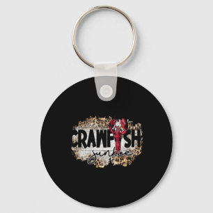 Crawfish Junkie Leopard Cajun Lobster For Men Wome Keychain