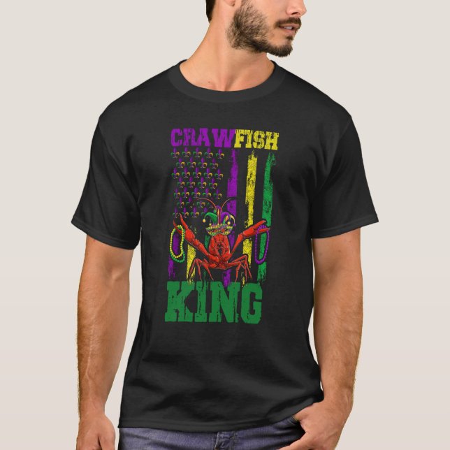 Crawfish King Beads Mardi Gras Flag Dab Kids Toddl T-Shirt (Front)