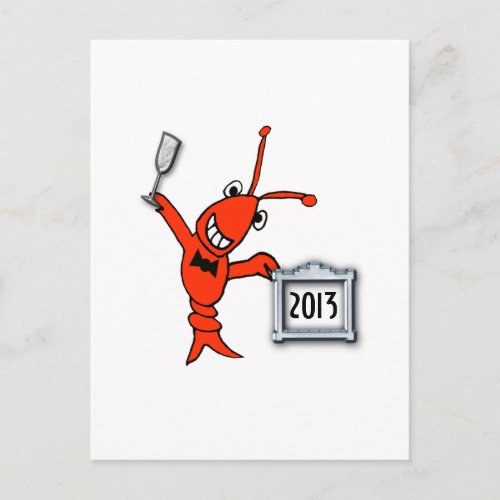 Crawfish  Lobster 2013 New Year Holiday Postcard