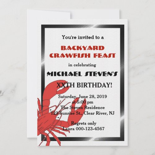 CrawfishLobster Boil Birthday Party Invite