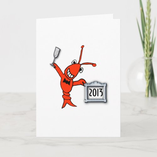 Crawfish  Lobster New Year Cheers Holiday Card