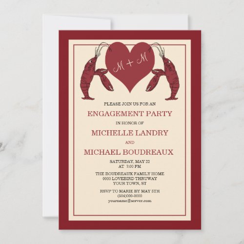 Crawfish Lobsters with Heart Engagement Party Invitation