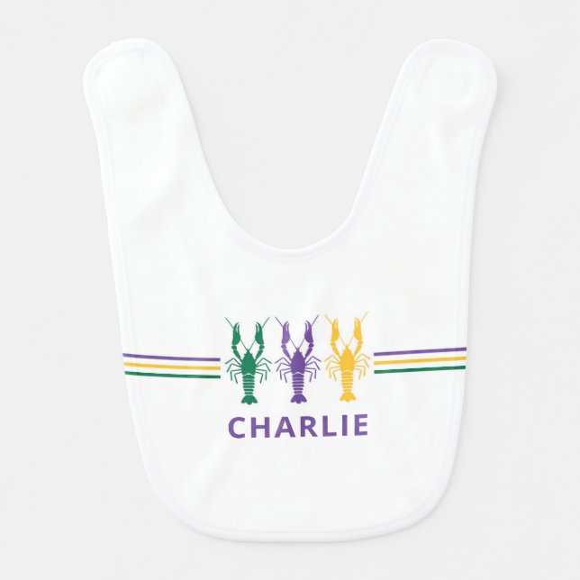 Crawfish Mardi Gras Baby Bib (Front)