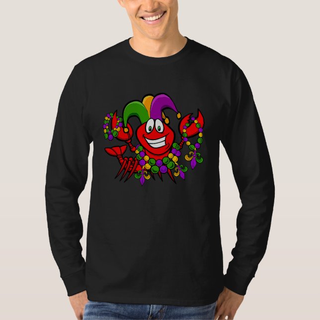 Crawfish Mardi Gras Tee Jester Lobster Crayfish Fa (Front)