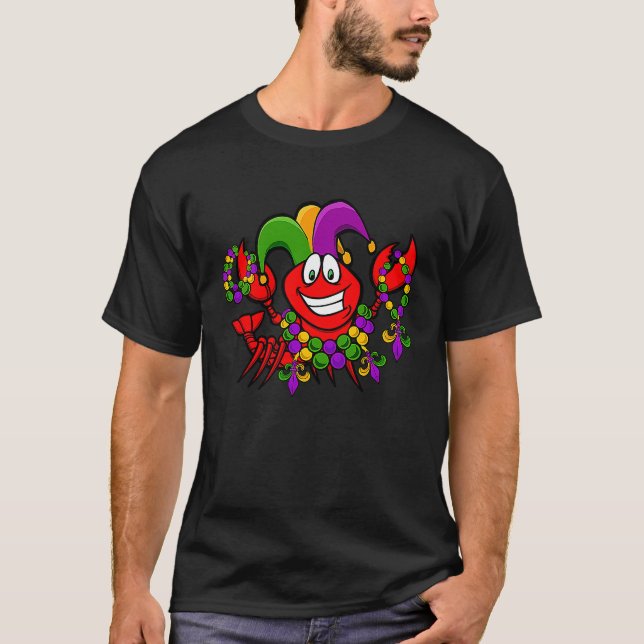 Crawfish Mardi Gras Tee Jester Lobster Crayfish Fa (Front)