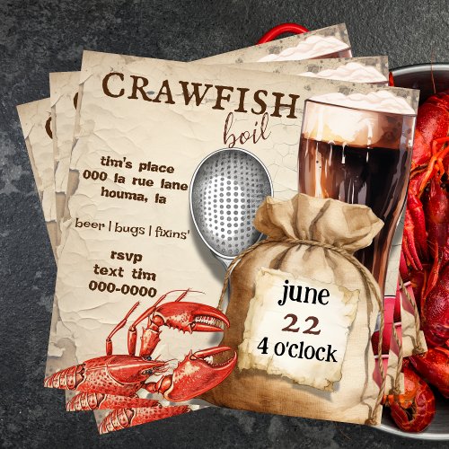 Crawfish  Mudbugs and Beer Party Invitation