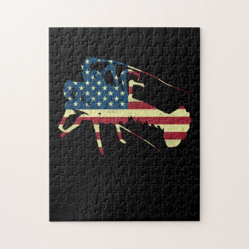 Crawfish New Orleans Favorite American Flag Patter Jigsaw Puzzle