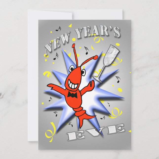 Crawfish New Year's Eve Party Invitation (Front)
