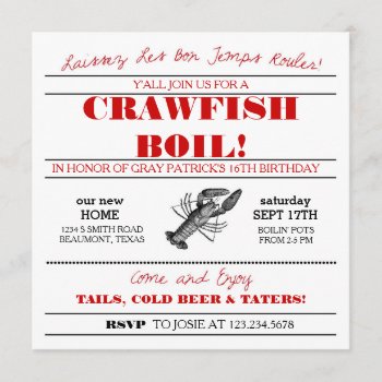 Crawfish Or Low Country Boil Invitation by VivaLaLovely at Zazzle