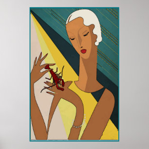 Crawfish Pinch Tail Art Deco Poster