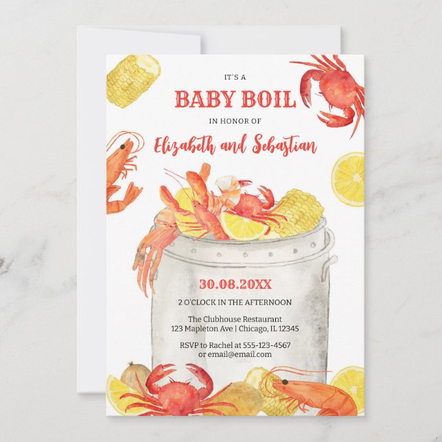 Crawfish Seafood Boil Baby Shower Invitation (Front)