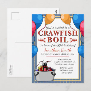 Crawfish Seafood Boil Birthday Party Postcard