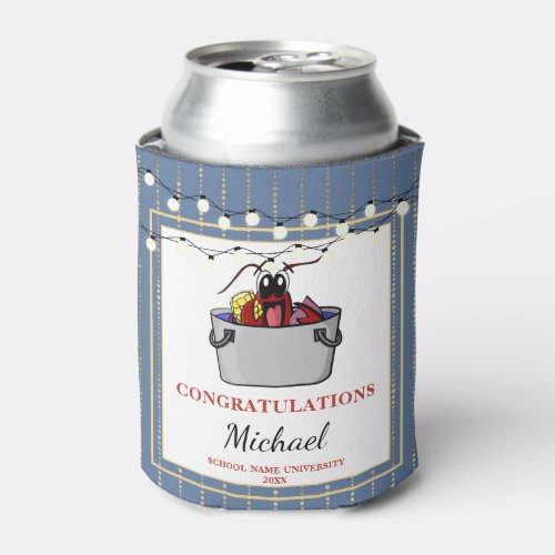 Crawfish Seafood Boil Blue Gold Graduation Party Can Cooler