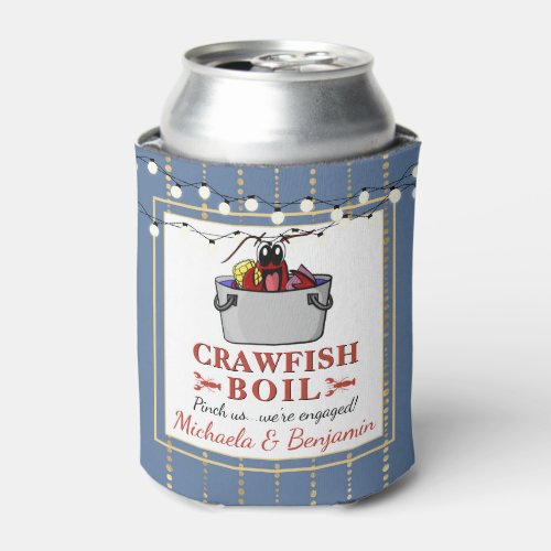 Crawfish Seafood Boil Blue Gold Party Engagement Can Cooler