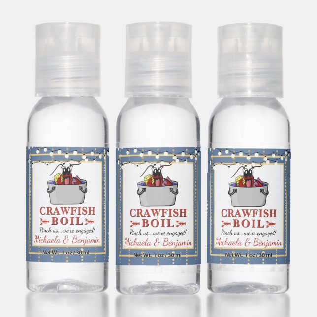 Crawfish Seafood Boil Blue Gold Party Engagement Hand Sanitizer (Set)
