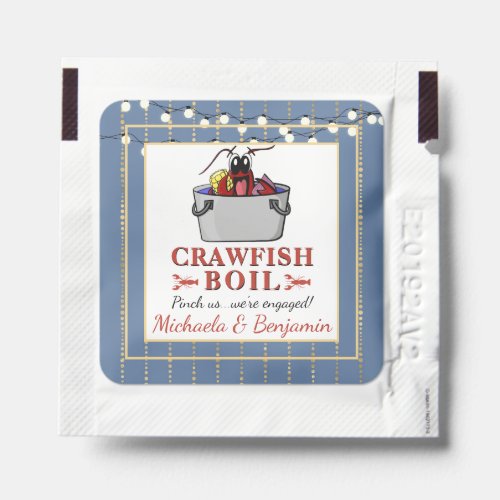 Crawfish Seafood Boil Blue Gold Party Engagement Hand Sanitizer Packet