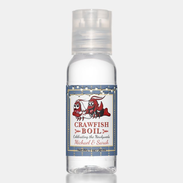 Crawfish Seafood Boil Blue Newly Weds Engagement Hand Sanitizer (Front)