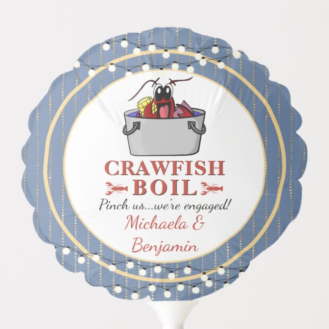 Crawfish Seafood Boil Blue Party or Engagement Balloon (Front)