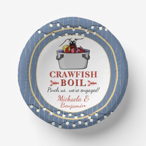 Crawfish Seafood Boil Blue Party or Engagement Paper Bowls