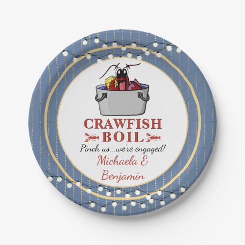 Crawfish Seafood Boil Blue Party or Engagement Paper Plates