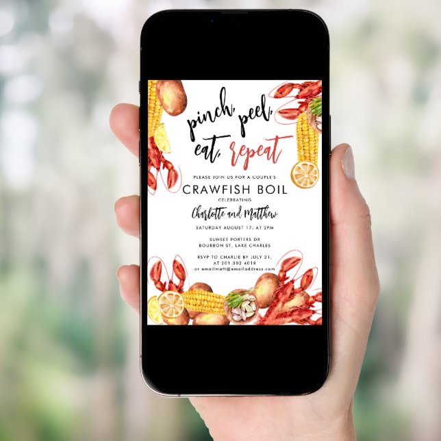  Crawfish Seafood Boil Engagement Party Invitation (Front Digital)