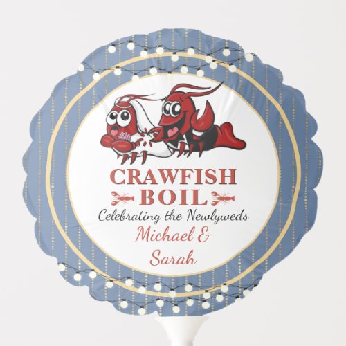 Crawfish Seafood Boil Newlyweds or Engagement Blue Balloon