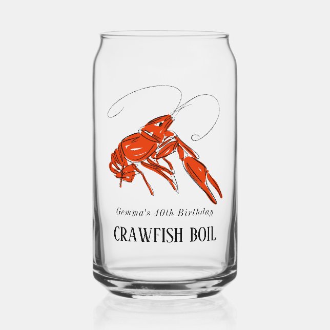 Crawfish Seafood Boil Personalized Can Glass (Front)