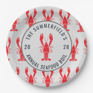 Red Crawfish Boil Seafood Party Engagement Picnic Paper Plates - tap/click  to get yours right now! #PaperPlates #crawf…