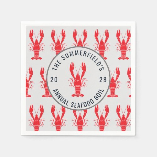 Crawfish Seafood Boil Summer Lobster Party Paper Napkins